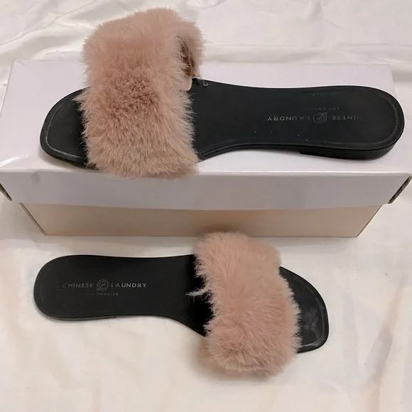 Slide Sandals Chinese Laundry Fur Slippers Chinese Laundry Shoes